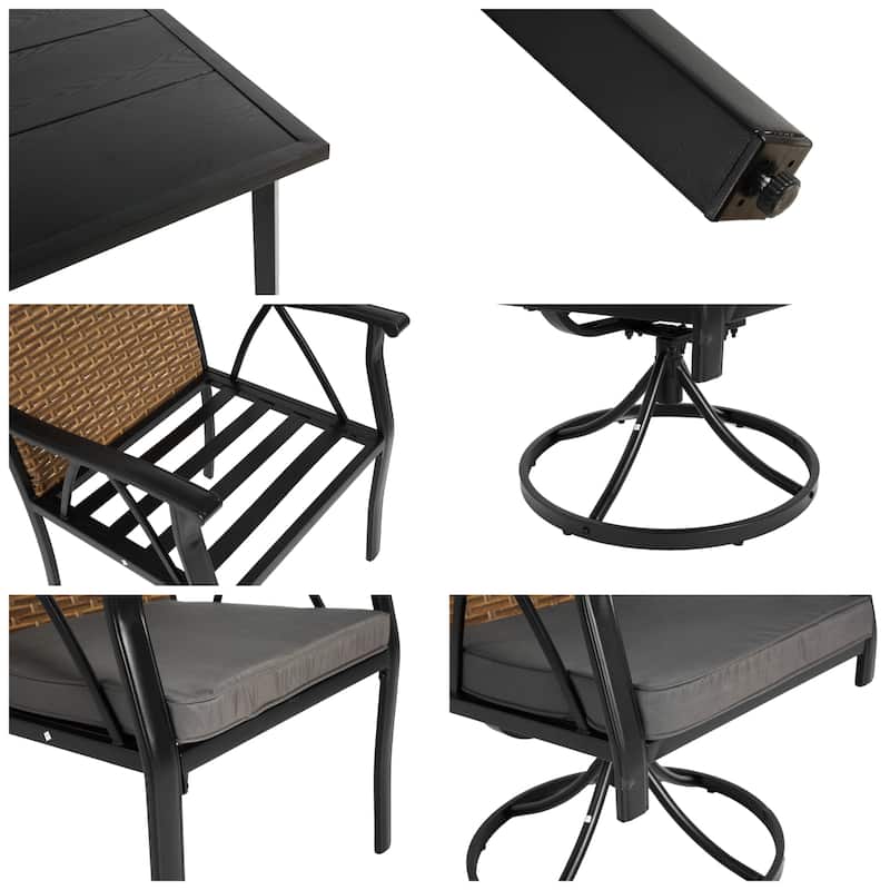 Wicker Patio Set w/ 2 Swivel Rockers,4 Chairs,Removable Cushions,7 Pcs