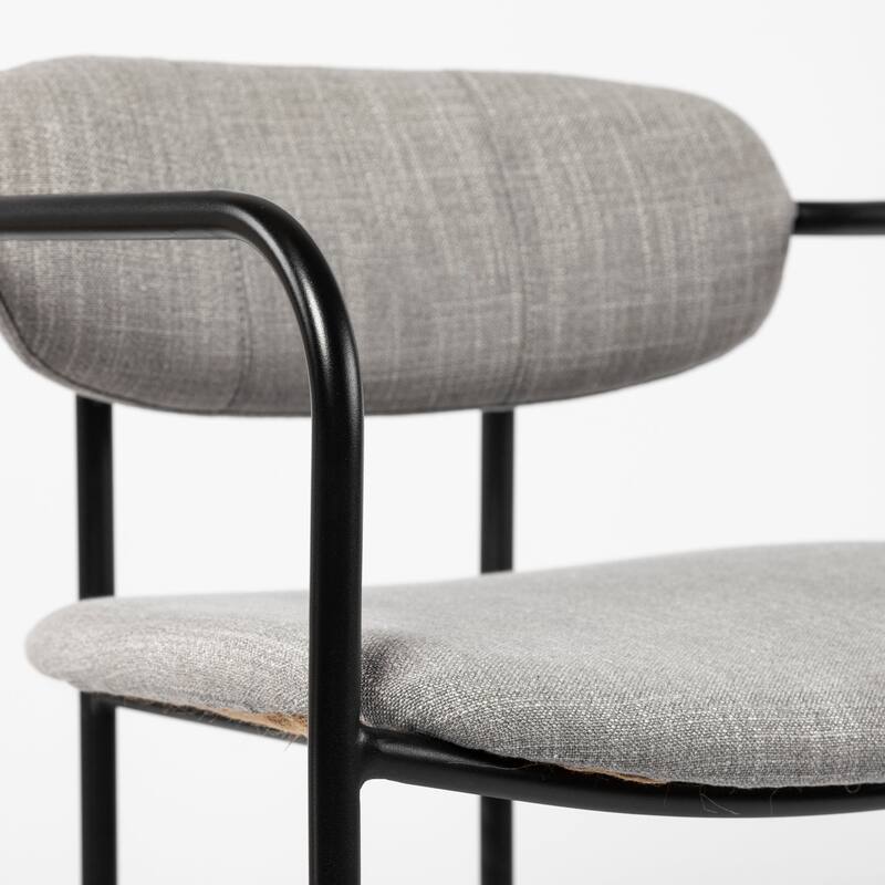 Parker Gray Fabric Seat Black Metal Dining Chair (Set of 2) - 21.6"W x 21.2"D x 28.7"H