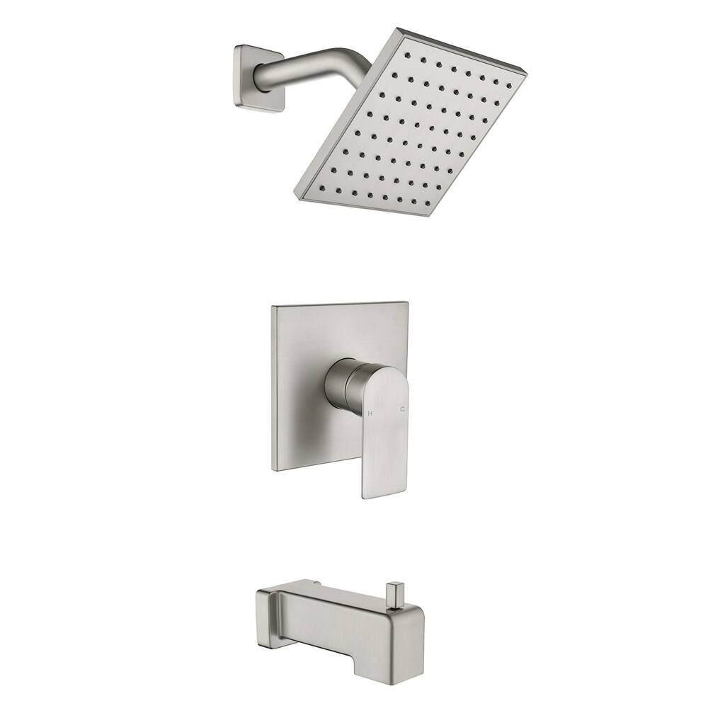 Tub and Shower Faucet Set With 6-Inch Rain Shower Head With cUPC Brass Pressure Balance Valve