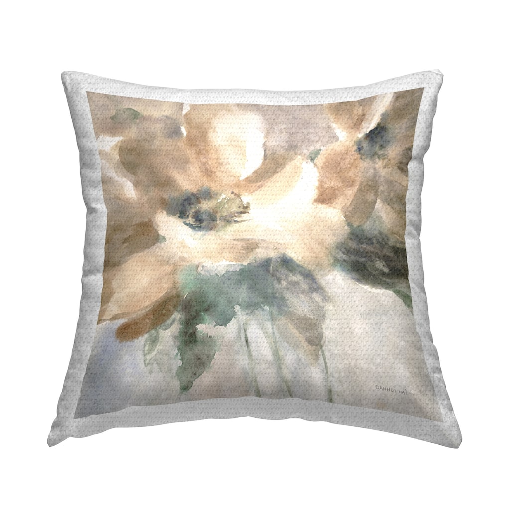 Stupell Abstract Beige Flower Blossoms Printed Outdoor Throw Pillow Design by Danhui Nai