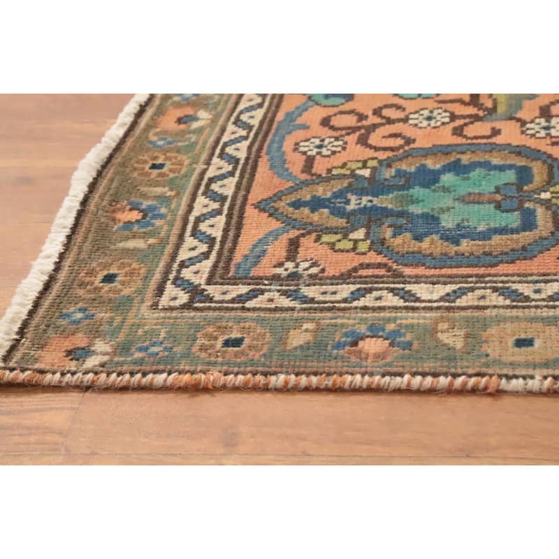 Hand Knotted Oriental 100% Wool Carpet Traditional Floral Green Tabriz Area Rug - 12' 9'' X 9' 6''