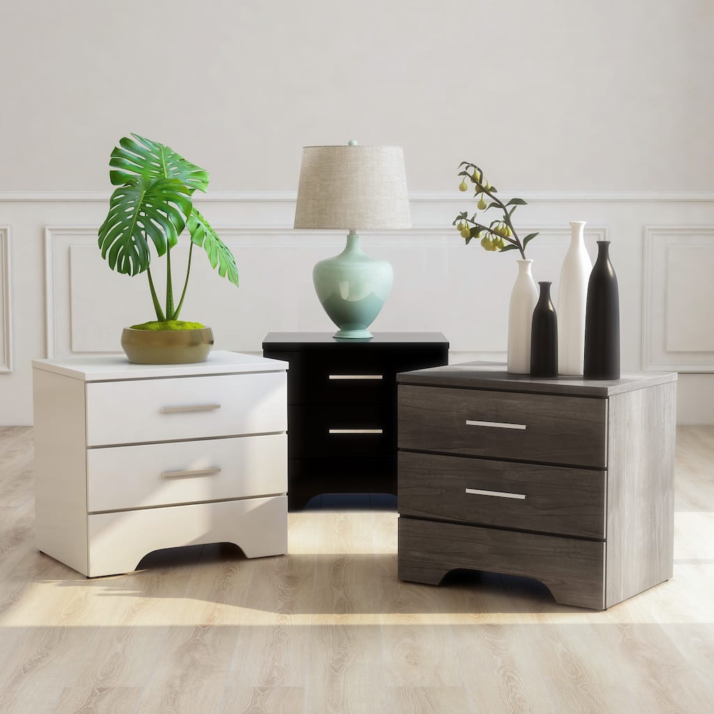 Leroy Transitional Slim Pull Wood 2-Drawer Nightstand by Furniture of America