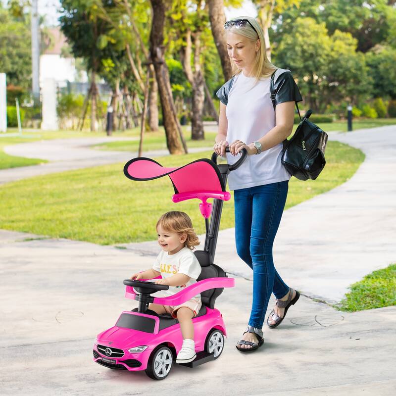 Costway Kids Ride on Push Car Mercedes-Benz Licensed 3-in-1 Sliding