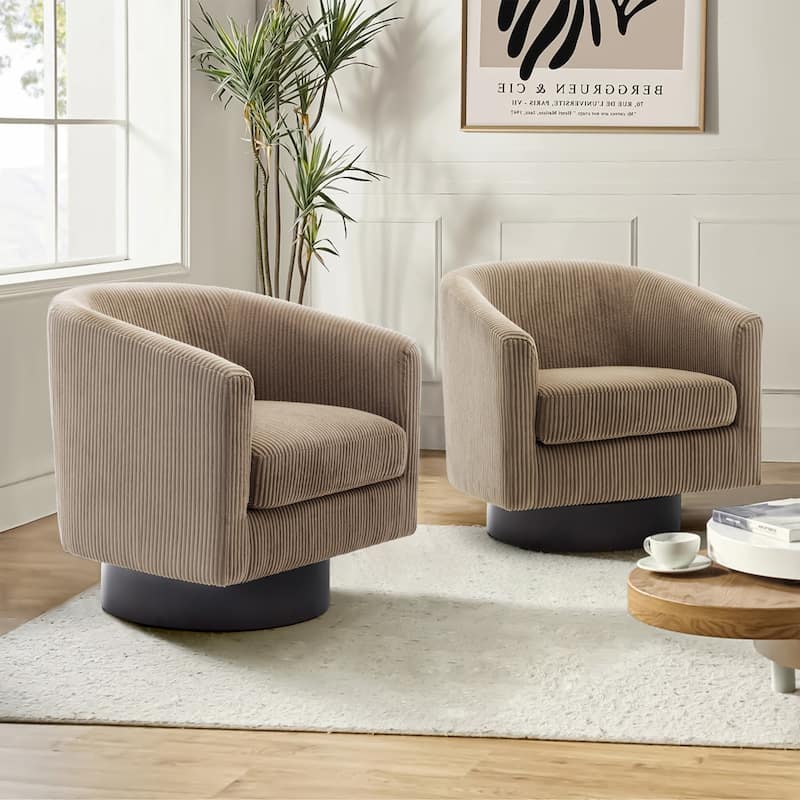 Modern Round 360-Degree Swivel Accent Chair Set of 2