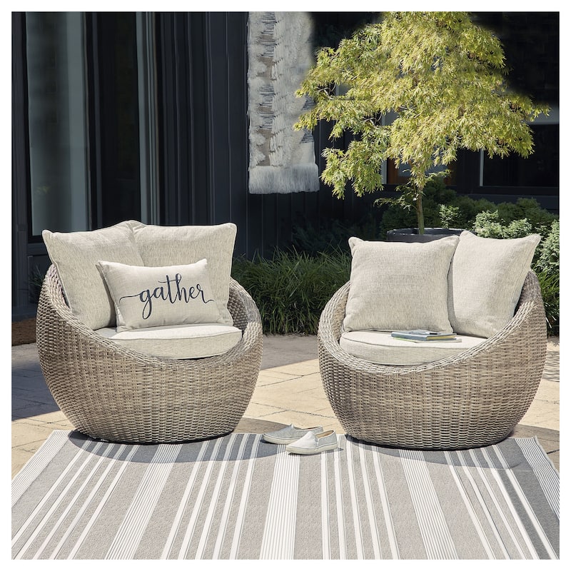 Signature Design by Ashley Danson Brown/Beige Swivel Lounge with Cushion (Set of 2) - 38"W x 37"D x 36"H - 38"W x 37"D x 36"H - Brown/Beige