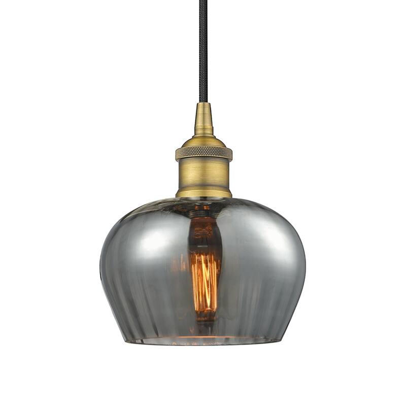 Innovations Lighting 616-1P-8-7 Fenton Pendant Fenton 7" Wide Mini - Brushed Brass / Plated Smoke