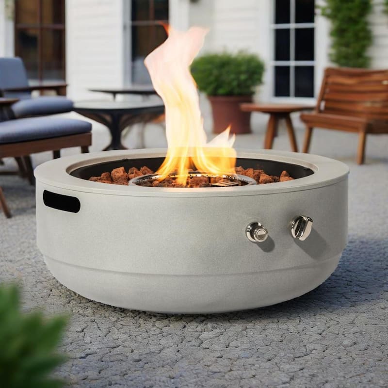 24" Propane Gas Round Steel Fire Pit Bowl with 50000 BTU