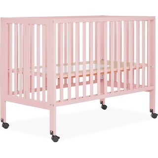 Dream On Me Quinn Full-Size Folding Crib - Blush Pink