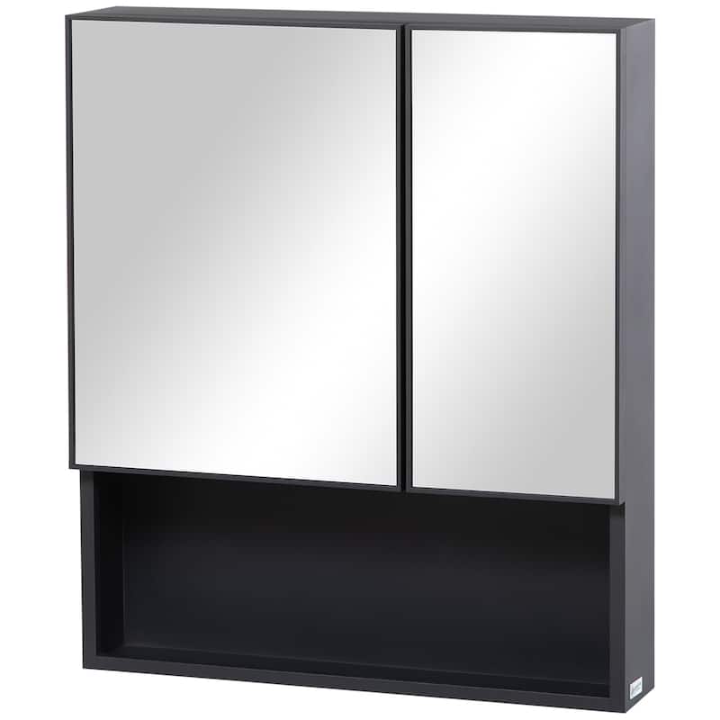Wall Mounted Mirror Cabinet with Double Doors and Storage Shelves
