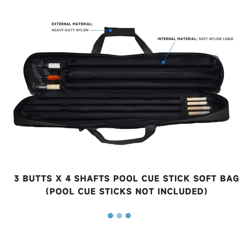GSE™ 3x4 Soft Billiard Pool Cue Stick Carrying Bag, Billiard Cue Case Holds 3 Butts/4 Shafts (4 Colors)