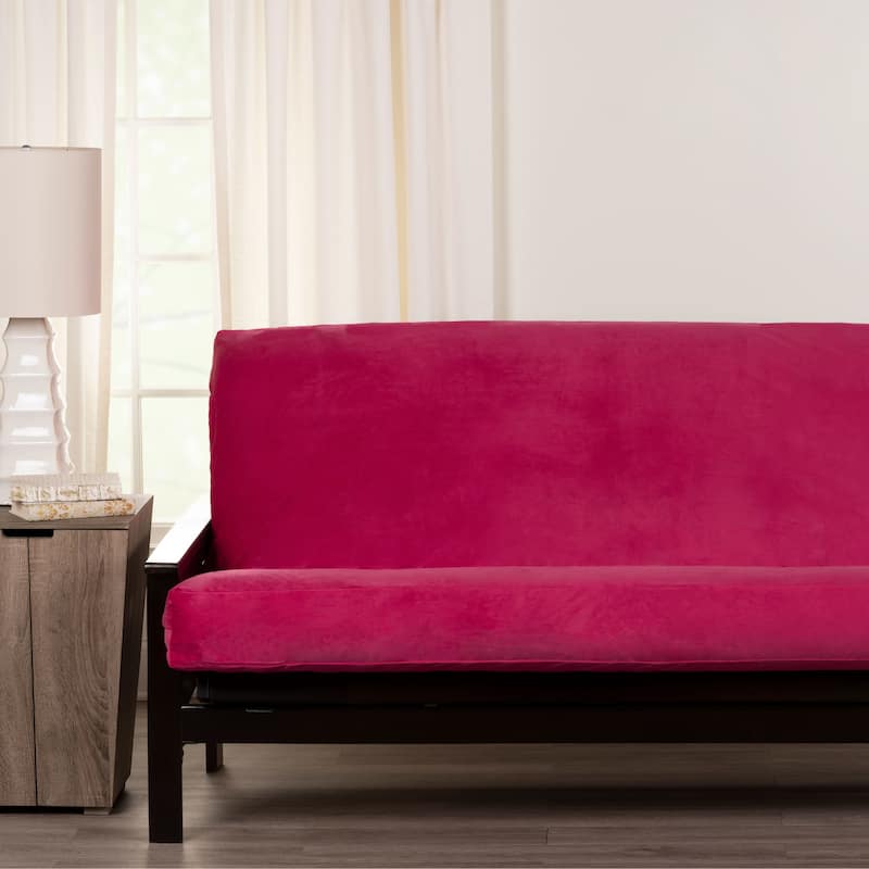 Posh Bright Rose Velvety-Soft Full Size Futon Cover - N/A - Posh Bright Rose