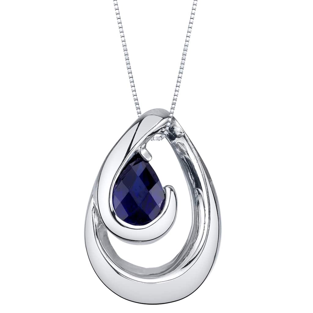 1 ct Blue Sapphire Pendant in Sterling Silver