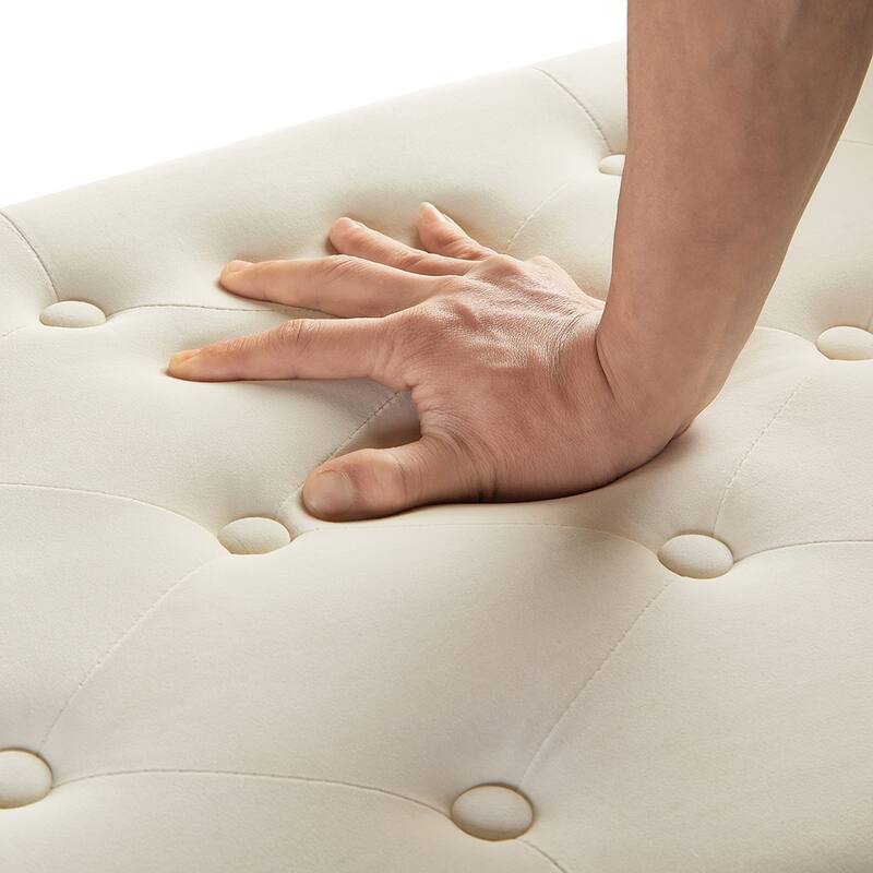 48"L Velvet Storage Bench, End Of Bed Upholstered Tufted Button Storage Bench With Nails Trim