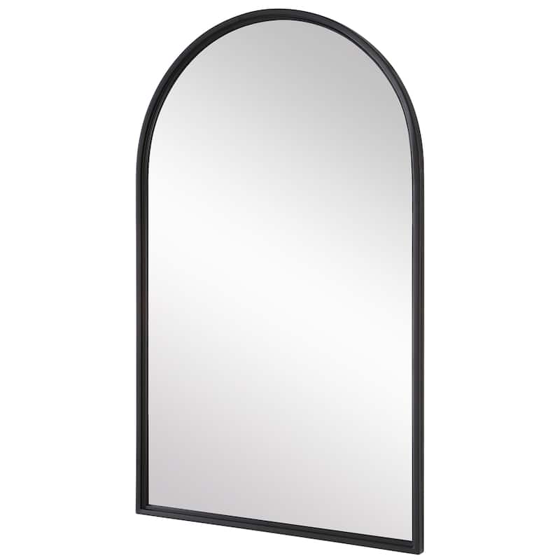 Porch & Den Matte Black Metal Arched Wall Mirror