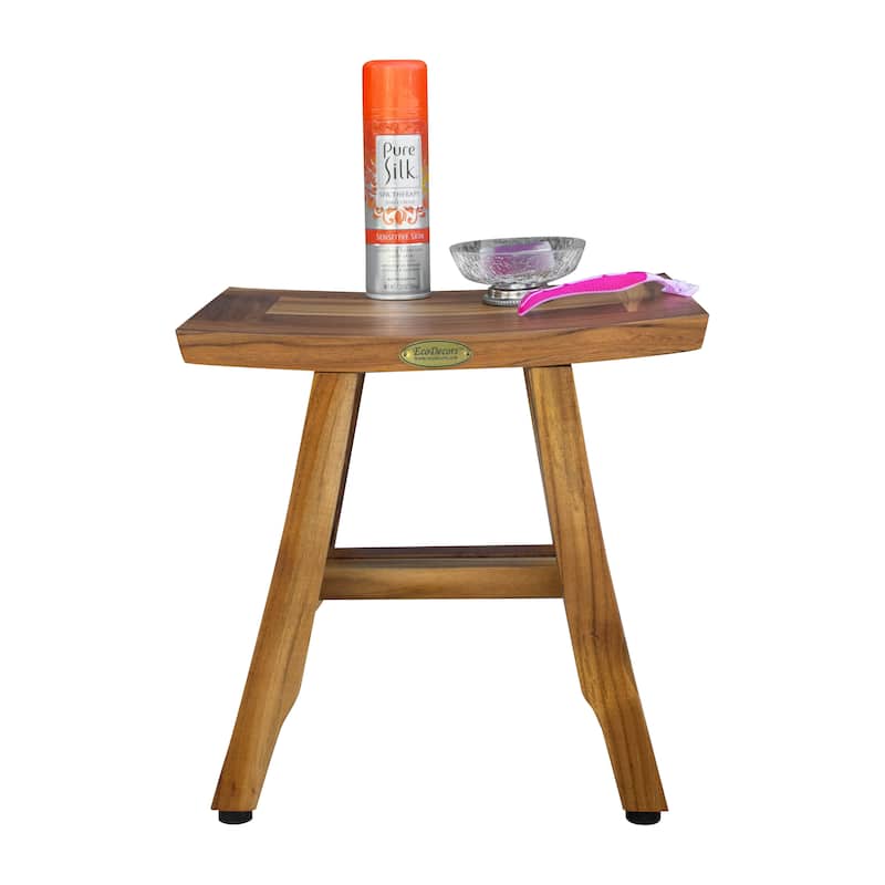 14" W, 14" H, Teak Shower Stool, Teak Shower Shaving Foot Rest, Teak Shower Shaving Stool, Small Bathroom Stool, Natural Teak