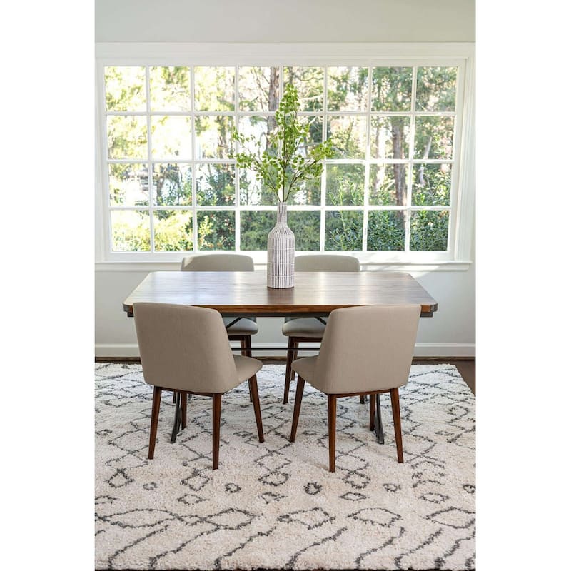 Shag Shoploni Collection Area Rug - 4'1" Square - Pure Ivory