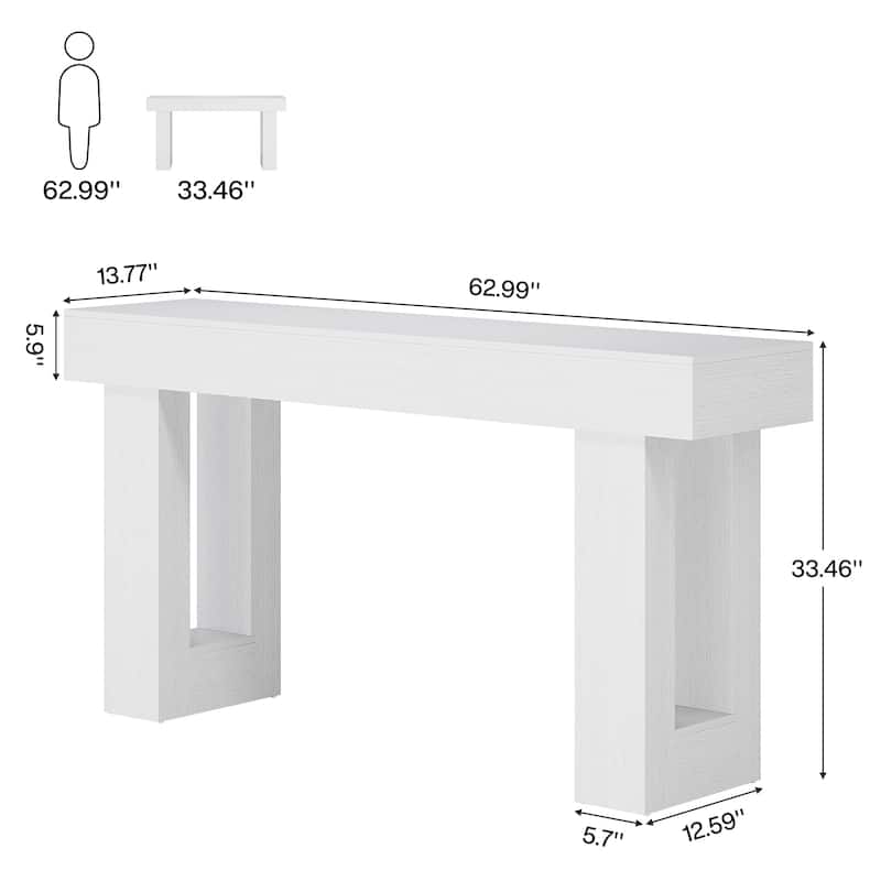 63-inch Wood Narrow Console Sofa Hallway Accent Table for Entryway