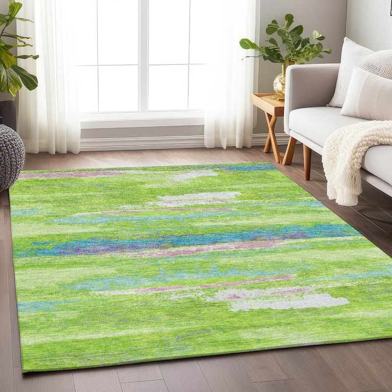 Premium Washable Super Soft Modern Casual Mayfield Rug - Lime - 8' x 10'