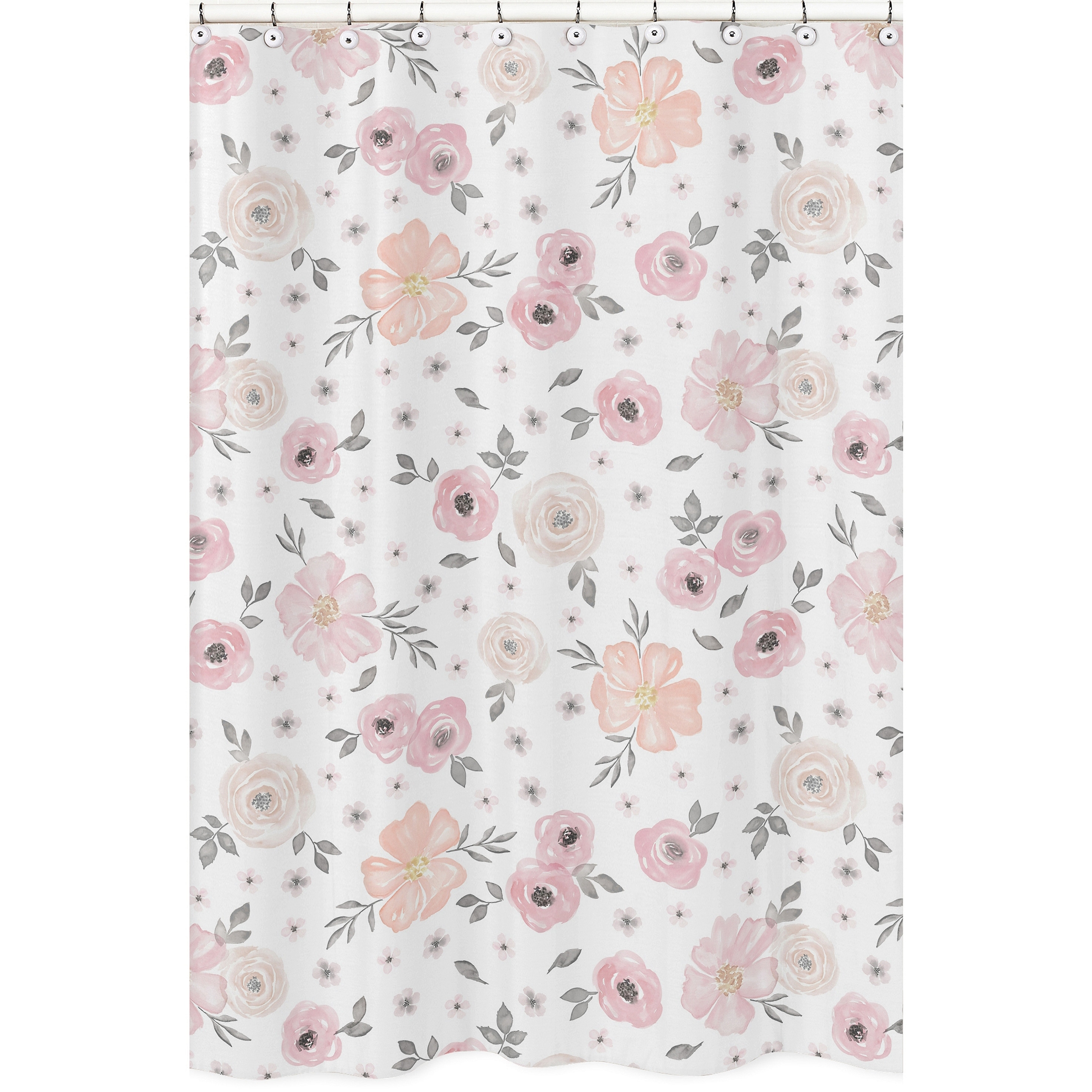 Sweet Jojo Designs Blush Pink Grey and White Watercolor Floral