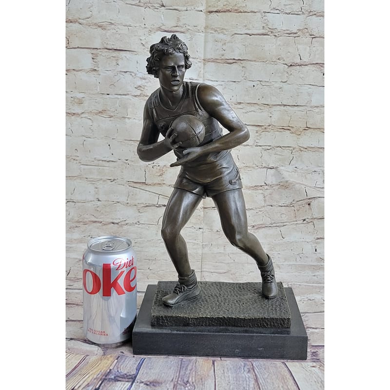 Rugby Football Player Athlete Bronze Statue Sculpture Trophy 15 Inches X 8 Inches