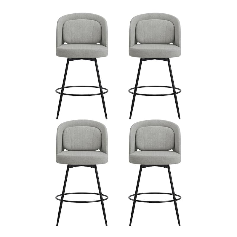 26 Inch Modern Upholstered Bar Stools, Swivel Metal Bar Stools Set Of 2/3/4, Bar Stools For Kitchen Island