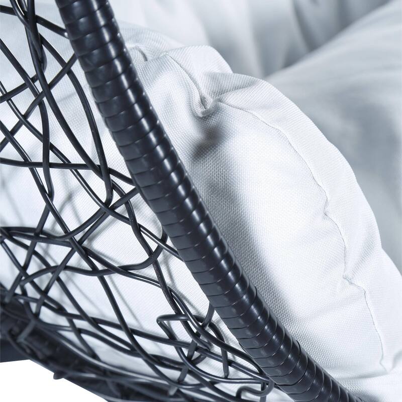 Hanging Swing Chair with Weave Design and Teardrop Shape in Black Frame