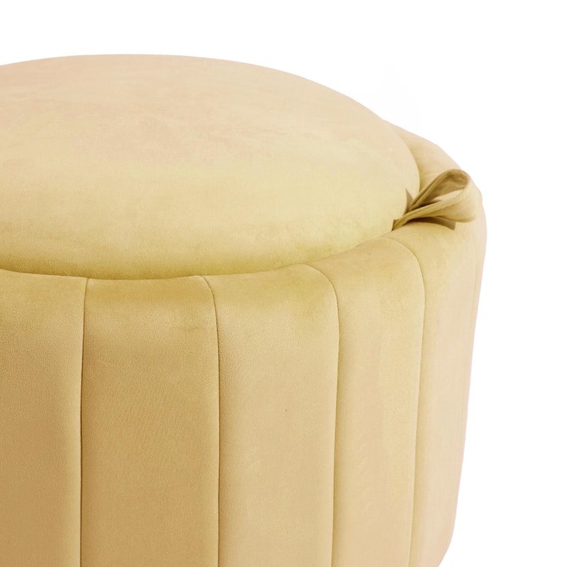 29" Modern Velvet Round Storage Ottoman