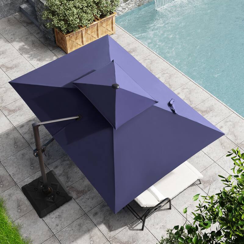 Outdoor 9x11FT Patio Umbrella Cantilever Offset with Dual Top