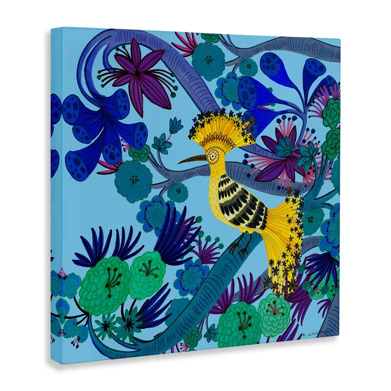 Stupell Whimsical Yellow Bird & Flowers Canvas Wall Art Design By Kay Widdowson
