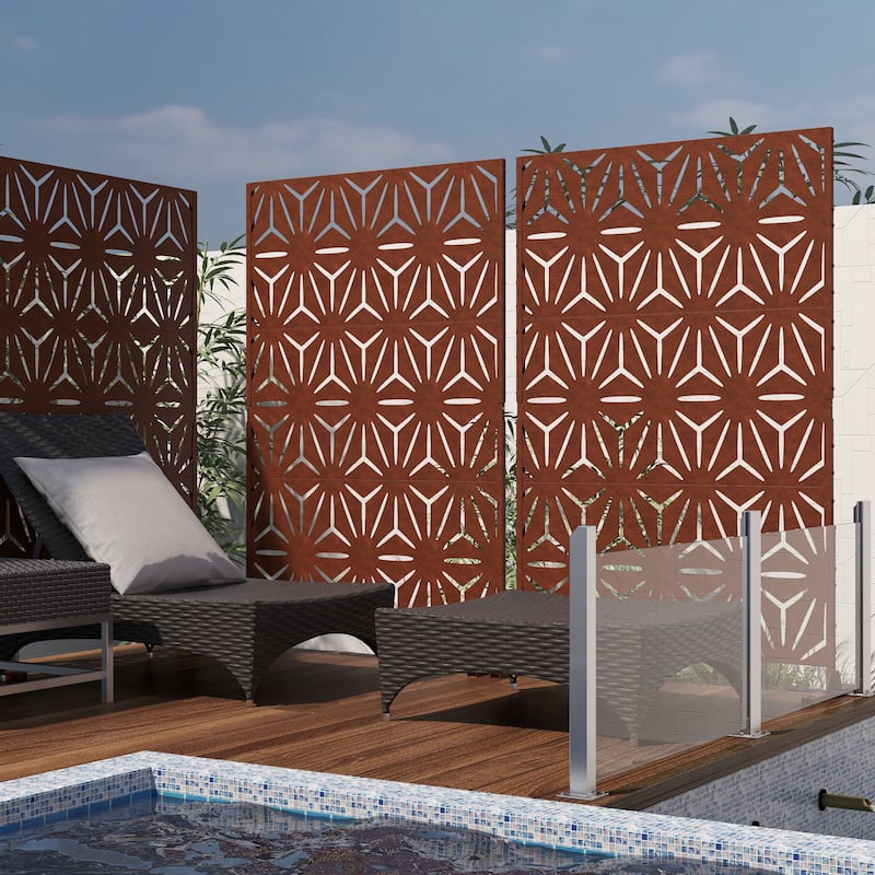 Outdoor Privacy Screen with Stand for Patio Garden Metal Fence