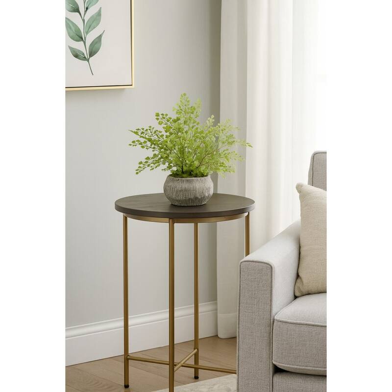 HomeStock Flat Iron Fern in Concrete Bowl - Realistic Faux Fern for Urban Rustic Appeal - 15
