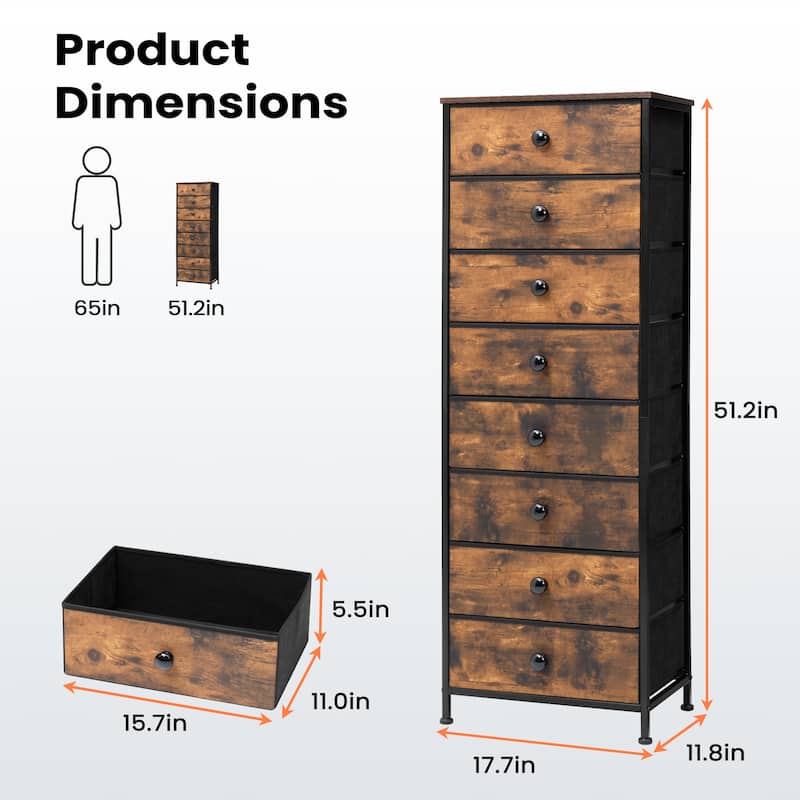 VredHom 8 Dresser Vertical Storage Tower Cabinet