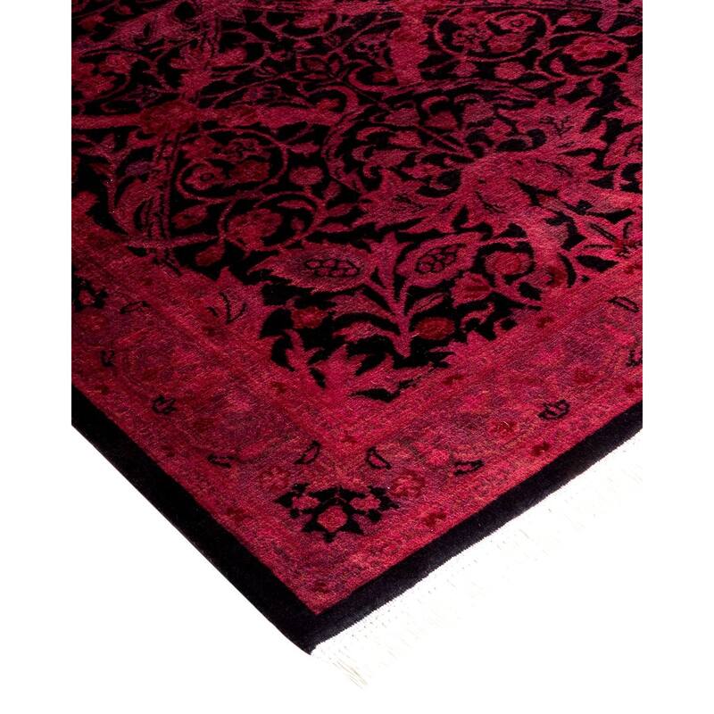 Overton Hand Knotted Wool Vintage Inspired Modern Contemporary Overdyed Pink Area Rug - 2' 8" x 4' 3"