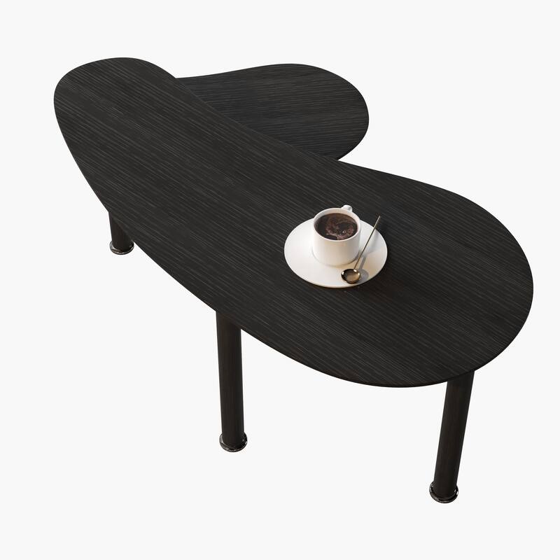 Contemporary rotatable cocktail table with solid rubber wood legs, 360 degree rotating coffee table