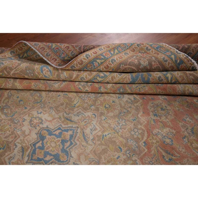 Traditional Kashan Persian Vintage Area Rug Handmade Wool Carpet - 9'8" x 12'9"