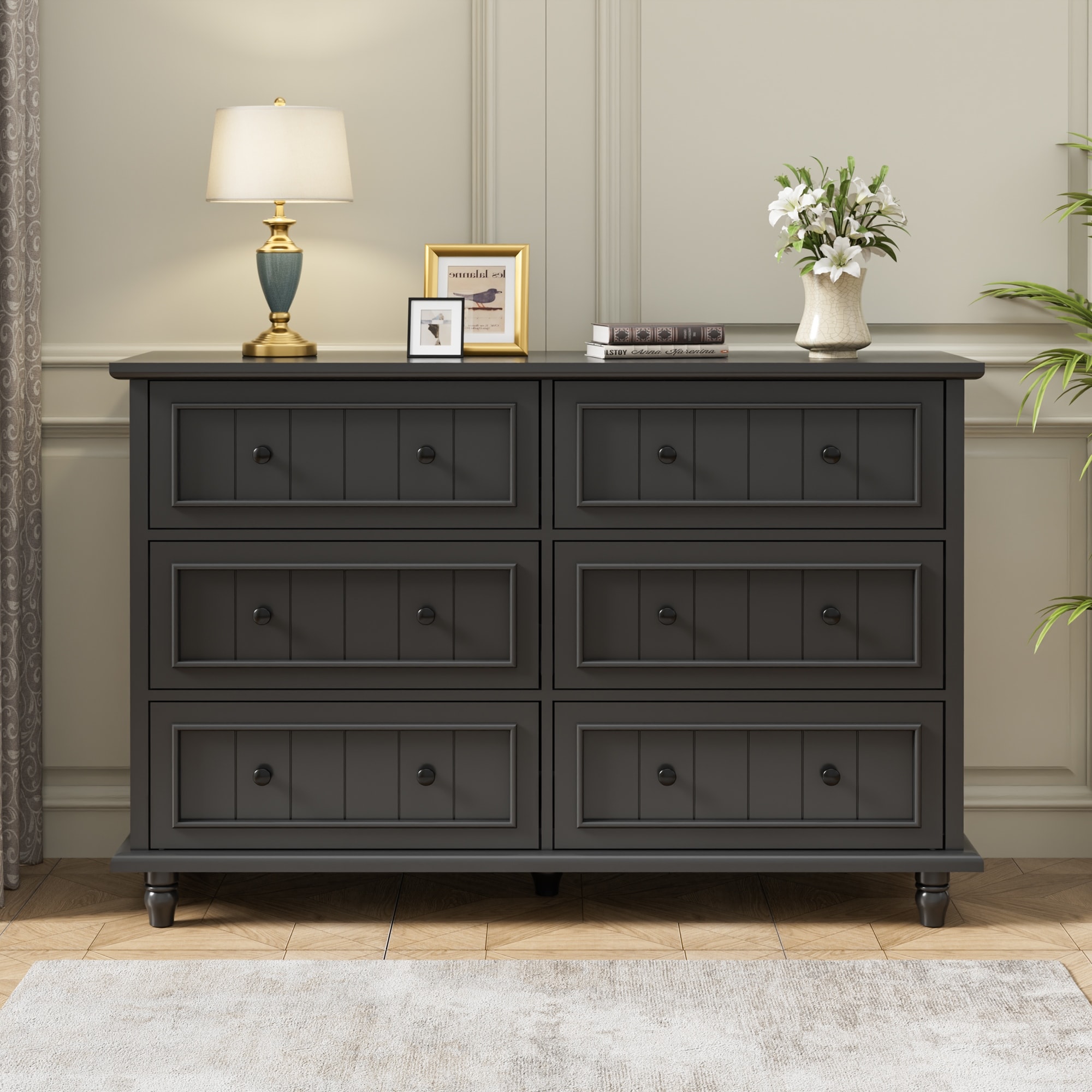 6 Drawer Large Chest Drawers Furniture Wide Storage Cabinet Bedroom Living Room