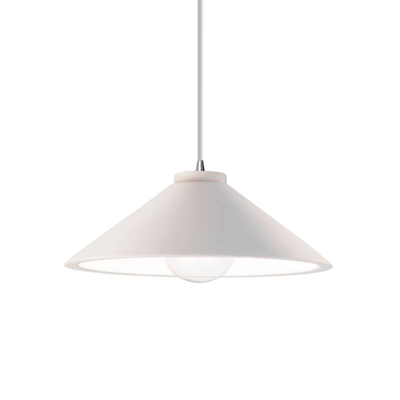 Justice Design Group Flare 1-Light Pendant - Bisque/Polished Chrome/White Cord
