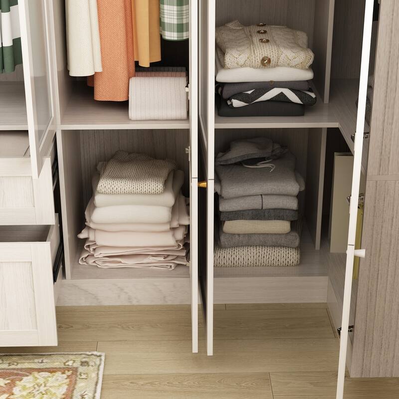 Combo Elegant Light Gray Wardrobe Modular Closet Configuration Armoire