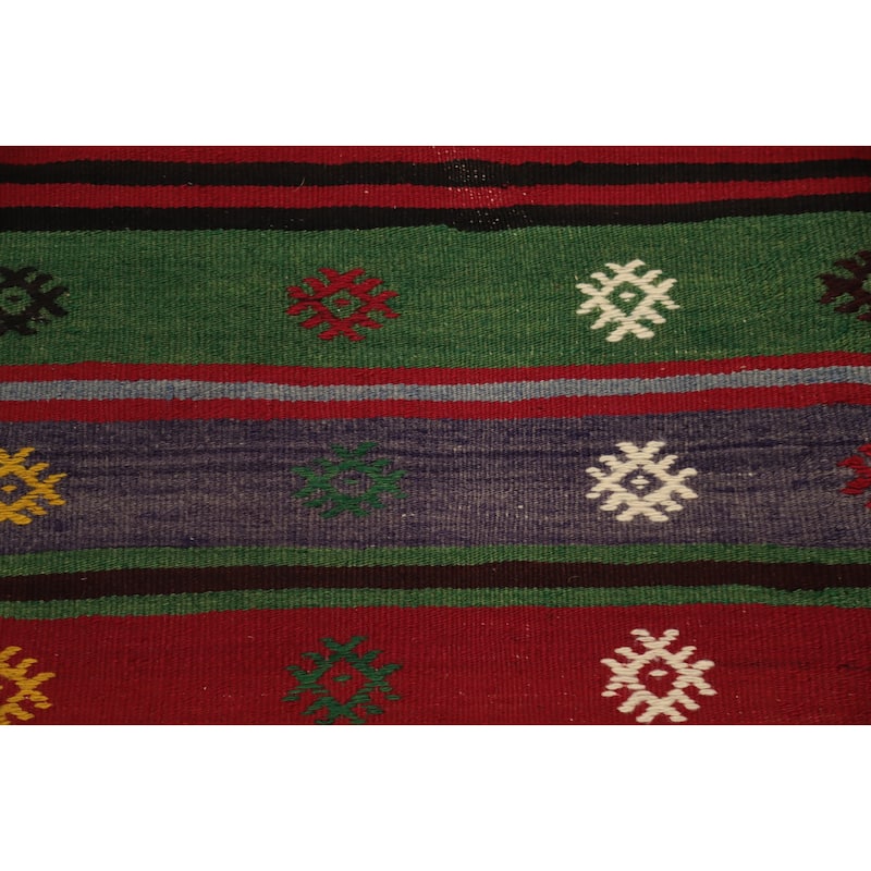 Hand Woven Oriental 100% Wool Carpet Southwestern Tribal Multi-Colored Kilim Area Rug - 8' 7'' X 5' 3''