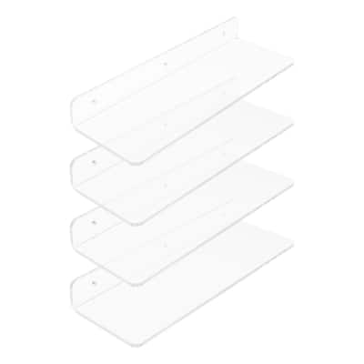 Acrylic Floating Shelves for Wall, Clear Acrylic Shelves for Bathroom, Living Room, Bedroom, Kitchen Wall Display Shelf Clear