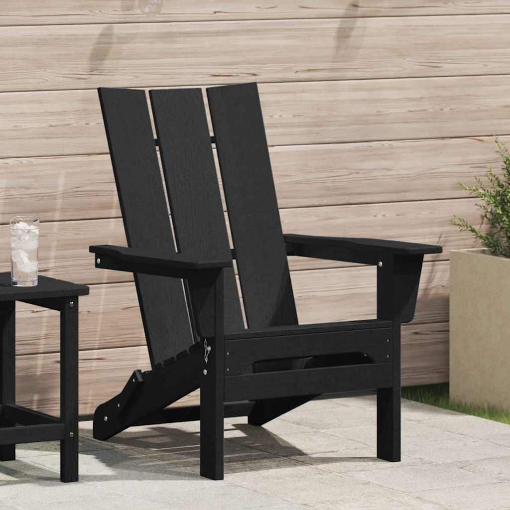 vidaXL Folding Adirondack Chair Black 74.5 x 80.5 x 90cm Plastic - 74.5 x 80.5 x 90cm