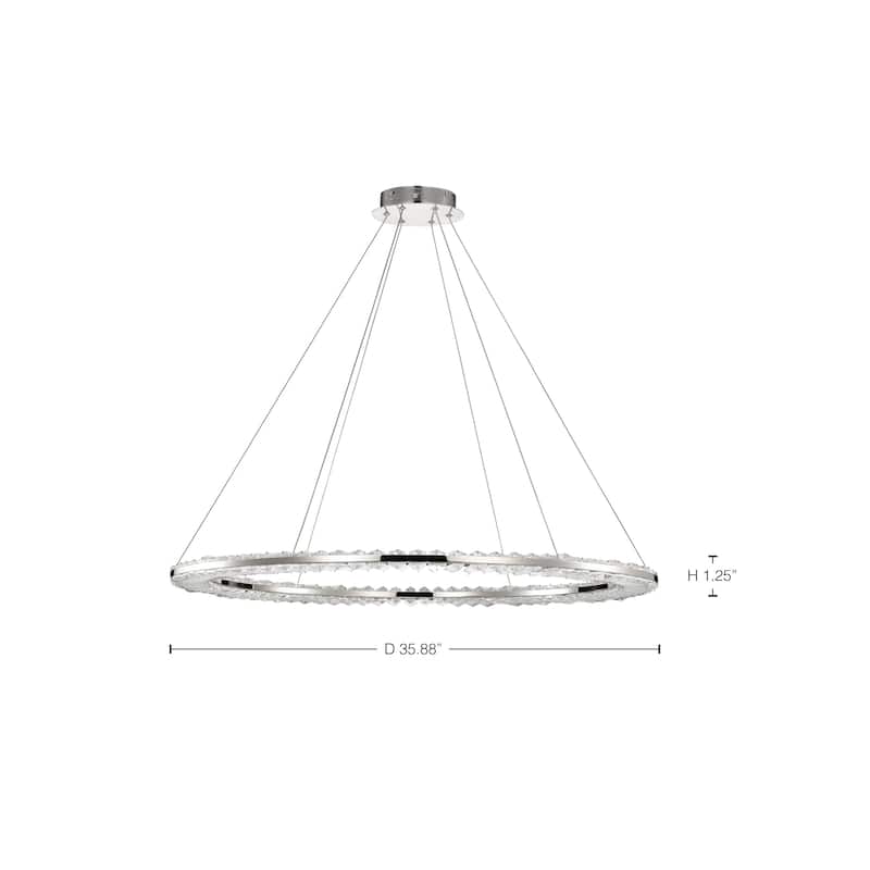 Nova LED 36 Inch Round Pendant Polished Nickel Finish K9 Crystal - Polished Nickel