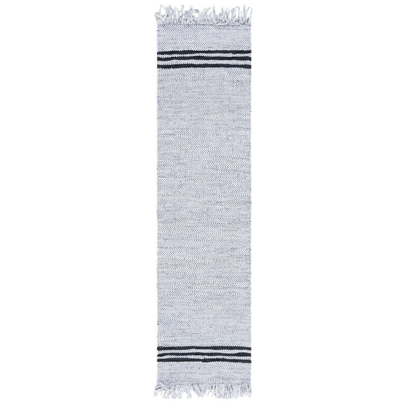 SAFAVIEH Handmade Vintage Leather Brandi Modern Rug - 2'3" x 9' Runner - Ivory/Black