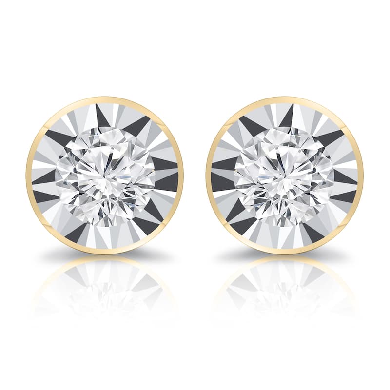 Auriya 14k Gold 3/8ctw Round Diamond Stud Earrings Bezel-set (G-H, I1-I2)