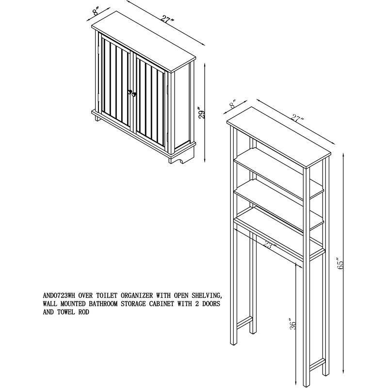 Porch & Den Legrande Over Toilet Organizer with Open Shelving, Wall