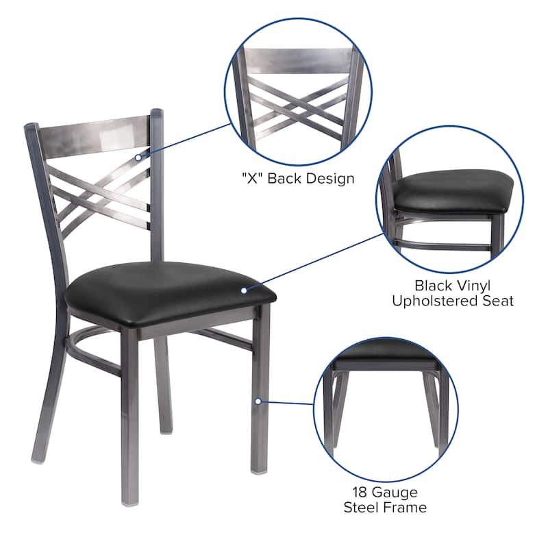 Steel X-back Restaurant Chair - 16.5"W x 17"D x 32.25"H