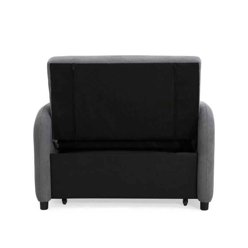 Cotton Linen 3-in-1 Sleeper Sofa Chair with Storage Pocket and Pillow