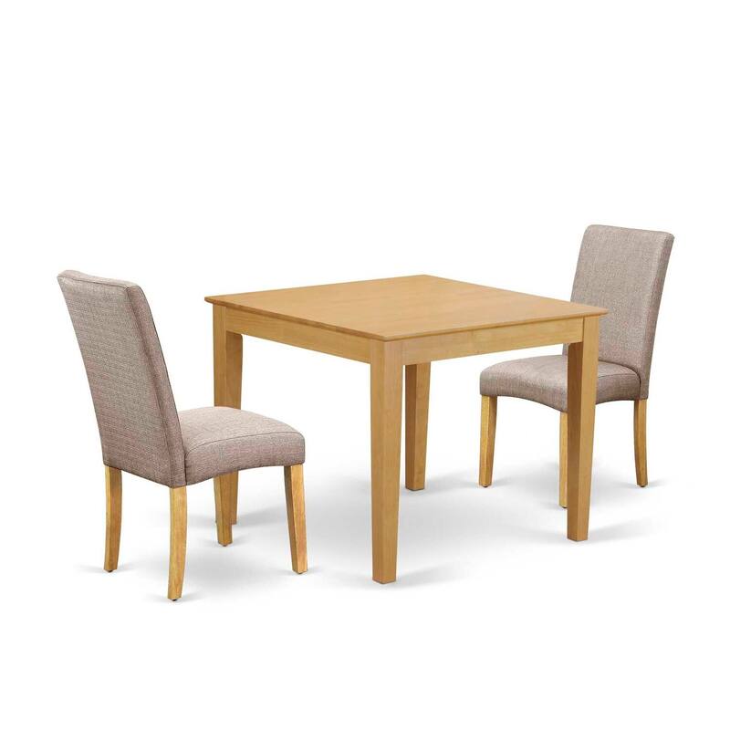 Square Dining Set 36" Table & 2 Chairs - Linen Fabric Dark Khaki - HomeStock