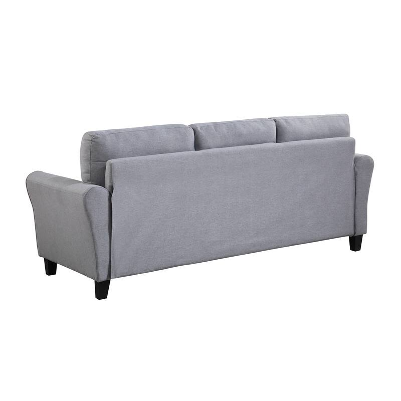 3-Seater Linen Sofa - Durable Couch with Round Arms & Comfortable Foam Cushion