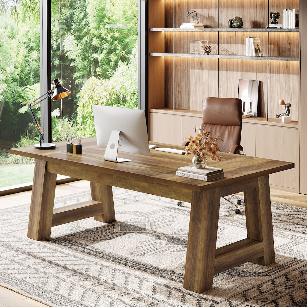 70.8" Executive Desk, Large Home Office Computer Desk, Modern Business Workstation Writing Table